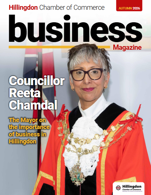 Front cover of Hillingdon Business Magazine, featuring The Worshipful The Mayor of Hillingdon Councillor Rita Chamdal